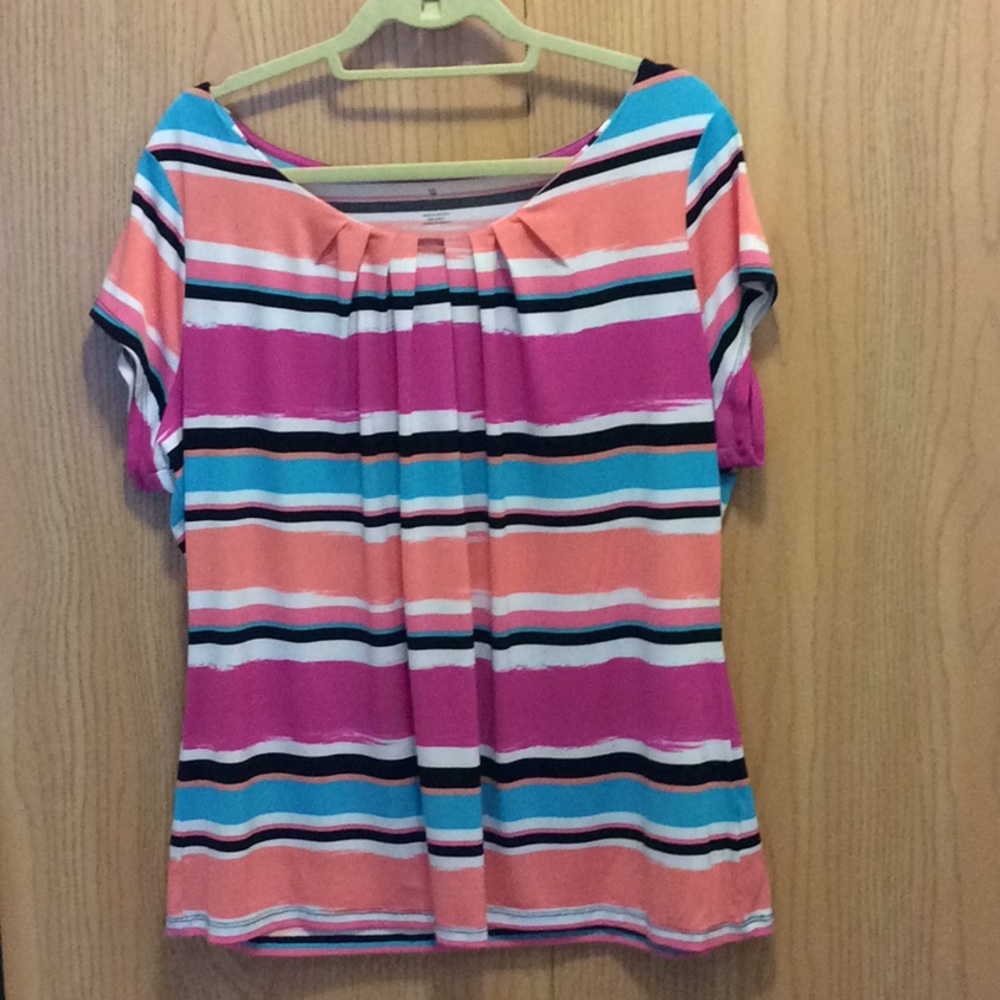 Short sleeve multi striped top